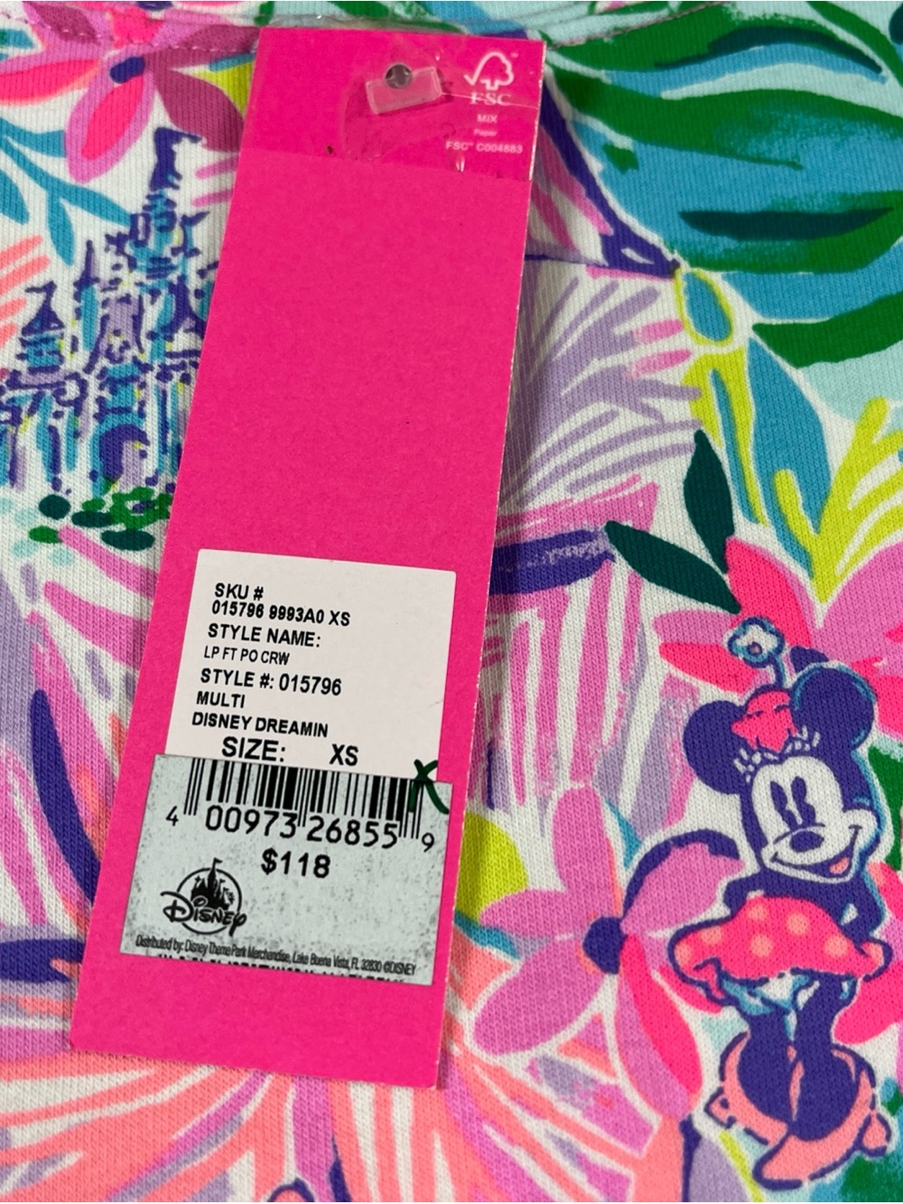 Disney x Lilly Pulitzer Beach Comber Pullover Sweatshirt Minnie Castle Size XS - Picture 9 of 15